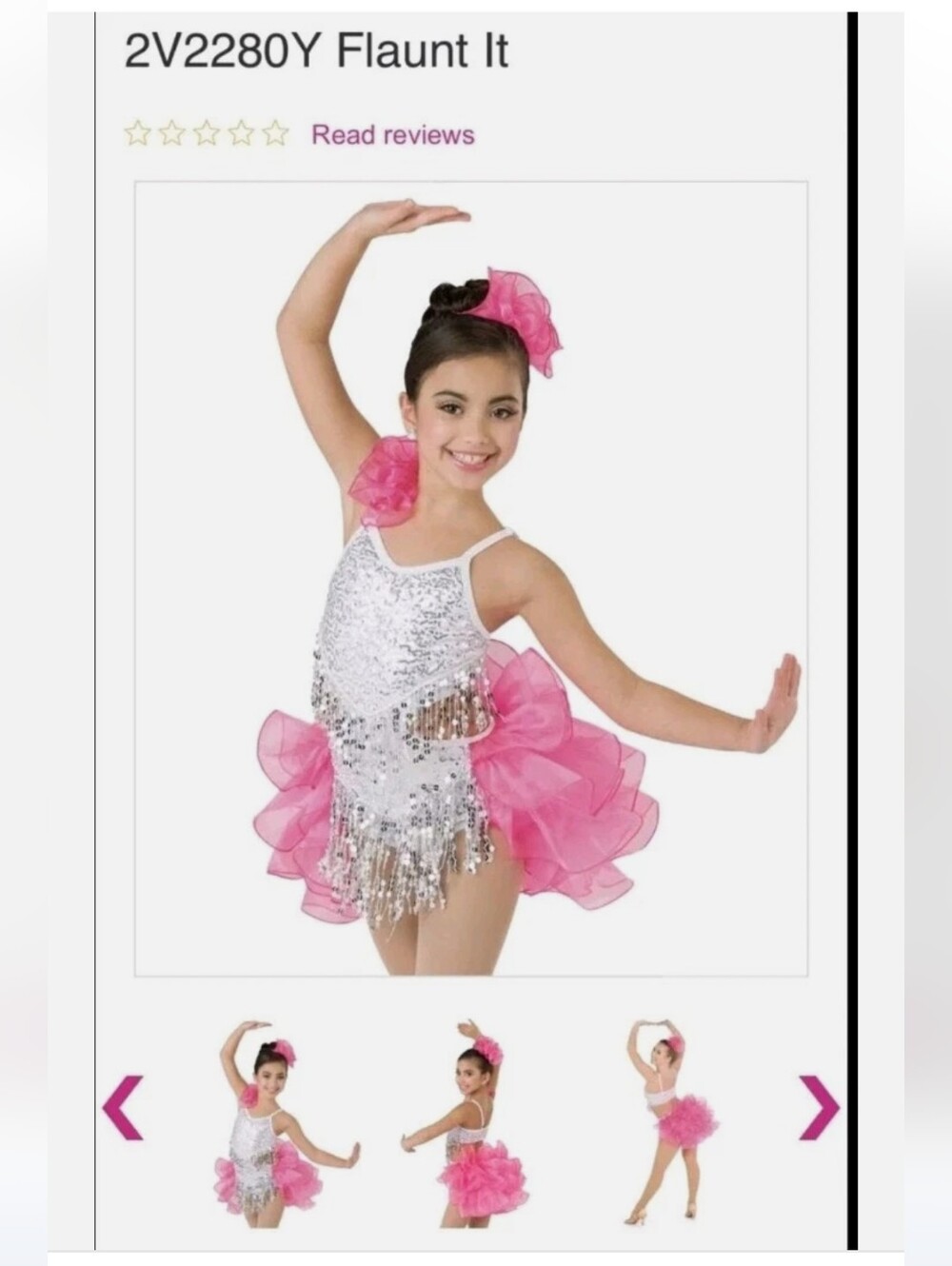 Pink and Silver Sequin Dance Costume with Organza Ruffles